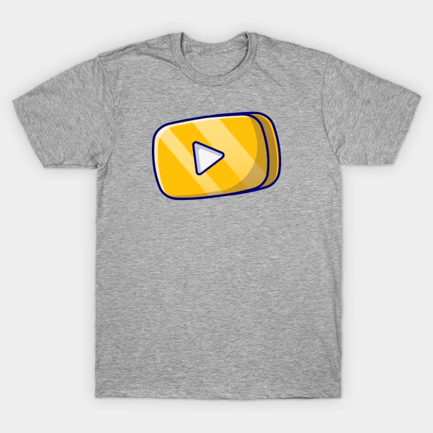 Gold Play Button in Rounded Rectangle Music Cartoon Vector Icon Illustration T-Shirt by Catalyst Labs